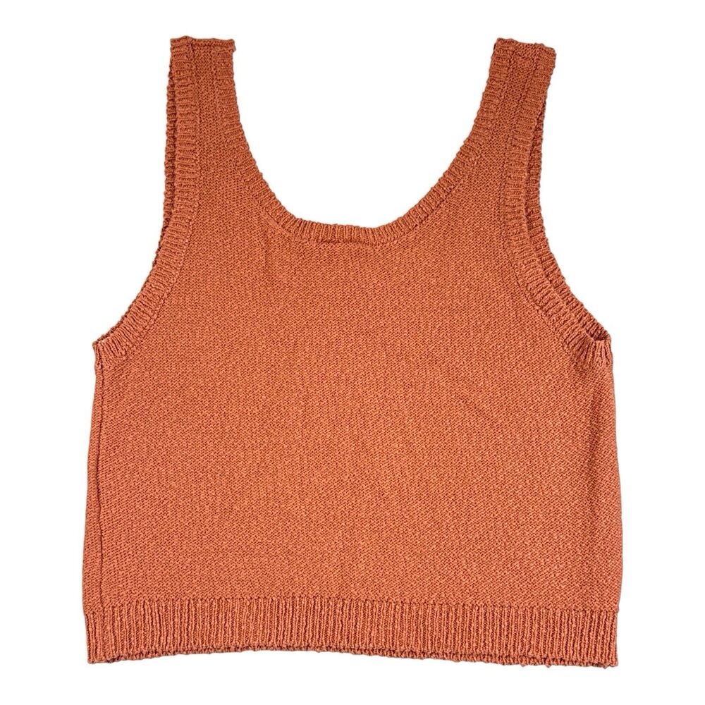 White Crow Horseshoe Knit Sweater Tank Top XL Western Boho NWT Rust Crop - Picture 5 of 8